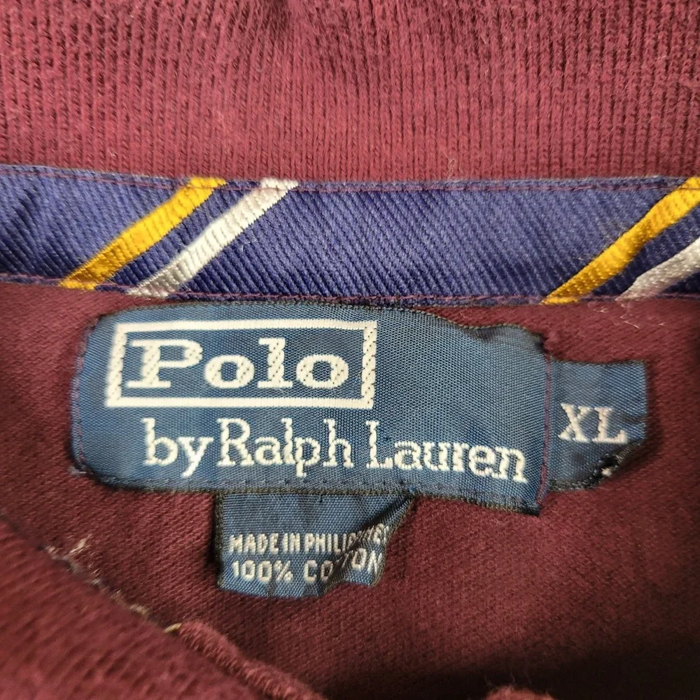 Vintage Polo Ralph Lauren Shirt Mens XL Maroon Long Sleeve Preppy Pocket Pony